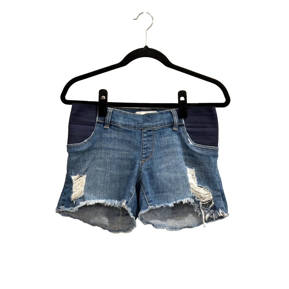 DL1961 Karlie Nichols Maternity Denim Shorts Size 27 Distressed Jeans Stretch